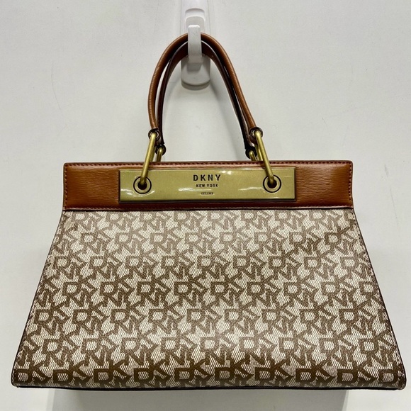 Dkny Handbags - DKNY Bryant Monogram Canvas Top Handle Purse with chain strap.